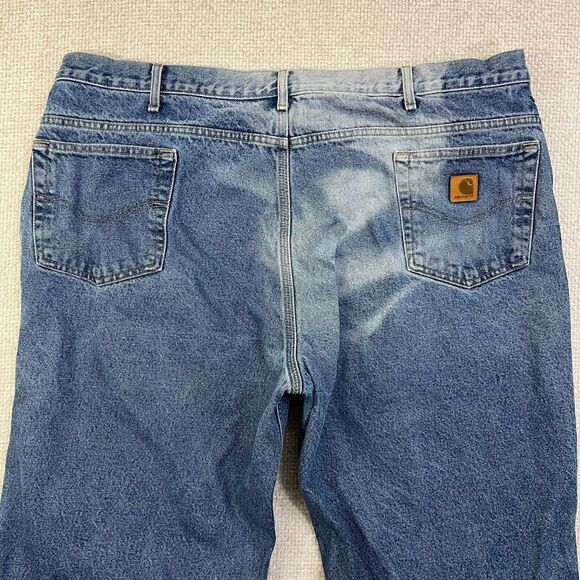 Carhartt Jeans Flannel Lined Men's 44x29 (Tag 46x30) Relaxed Fit B17-DST Blue - Picture 4 of 13